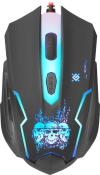 Мышь DEFENDER Skull GM-180L, USB, 3200dpi, игровая, с подсветкой, 6 кнопок, чёрная