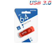 Флеш-карта SMARTBUY 64GB Twist, USB 3.0, красная