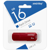 Флеш-карта SMARTBUY 16GB Clue, USB 2.0, бордовая